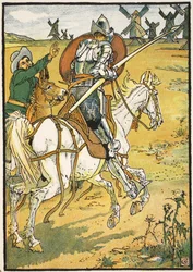 Don Quichot en de Windmolens, illustratie uit 